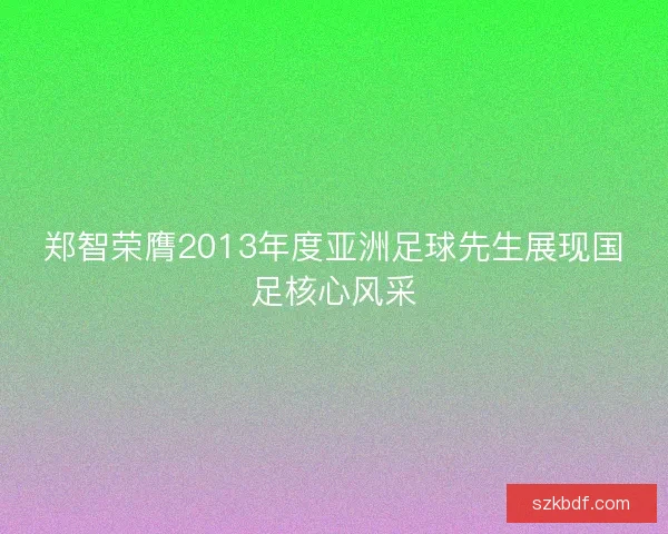 郑智荣膺2013年度亚洲足球先生展现国足核心风采 郑智荣膺2013年度亚洲足球先生展现国足核心风采